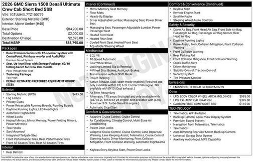 2026 GMC Sierra 1500 Denali Ultimate
