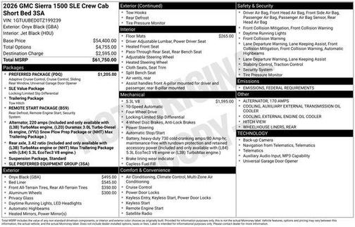 2026 GMC Sierra 1500 SLE
