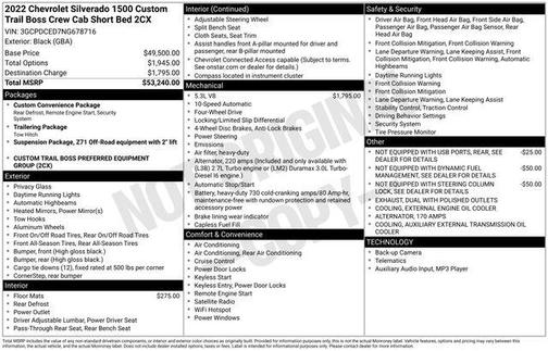 2022 Chevrolet Silverado 1500 Custom Trail Boss