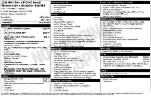 2026 GMC Sierra 2500 Denali Ultimate