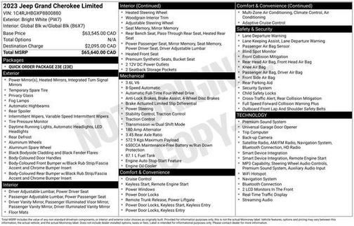 Bright White Clearcoat 2023 Jeep Grand Cherokee Limited