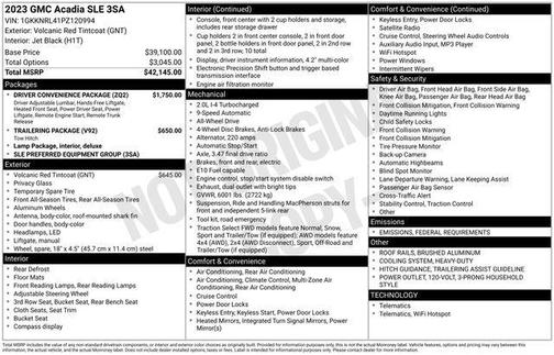 2023 GMC Acadia AWD SLE