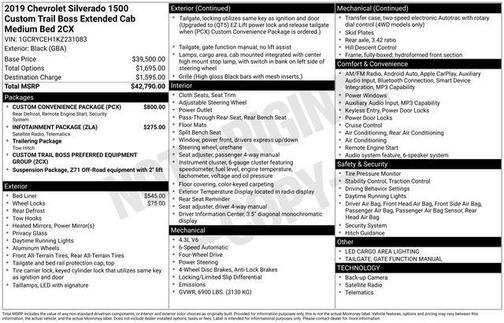 2019 Chevrolet Silverado 1500 Custom Trail Boss