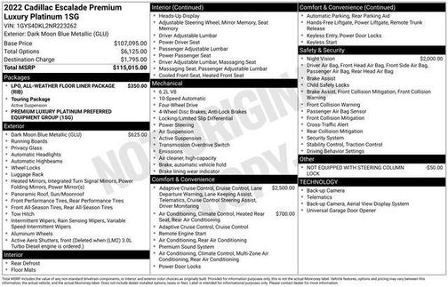 Dark Moon Blue Metallic 2022 Cadillac Escalade Premium Luxury Platinum