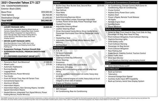 Black 2021 Chevrolet Tahoe 4WD Z71