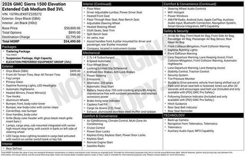 Onyx Black 2026 GMC Sierra 1500 Elevation