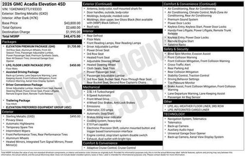 Sterling Metallic 2026 GMC Acadia FWD Elevation