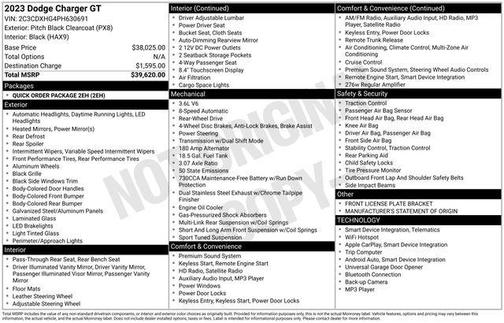 Pitch Black Clearcoat 2023 Dodge Charger GT
