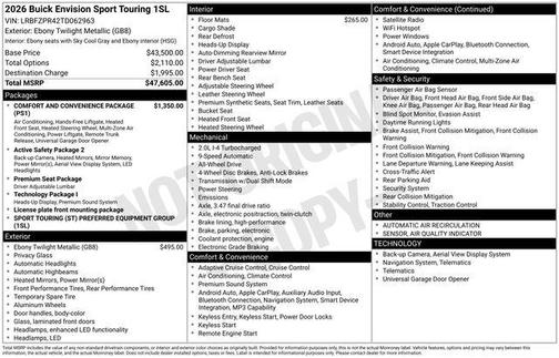 Ebony Twilight Metallic 2026 Buick Envision Sport Touring AWD