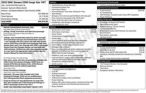 2025 GMC Savana 2500 Work Van