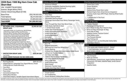 Bright White Clearcoat 2020 RAM 1500 Big Horn/Lone Star
