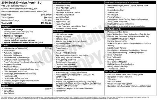 Iridescent White Tricoat 2026 Buick Envision Avenir AWD