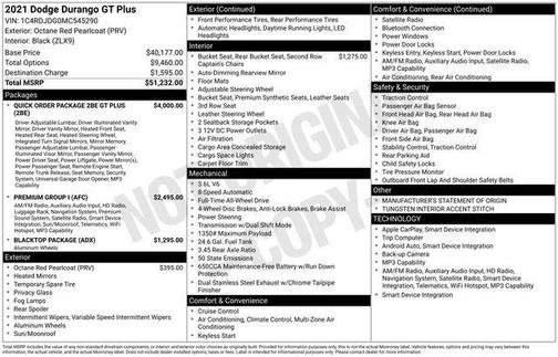 Octane Red Pearlcoat 2021 Dodge Durango GT Plus