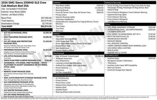 Onyx Black 2026 GMC Sierra 2500 SLE