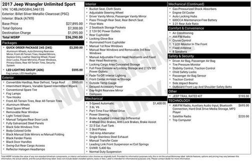 2017 Jeep Wrangler Unlimited Sport
