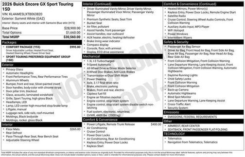 2026 Buick Encore GX Sport Touring