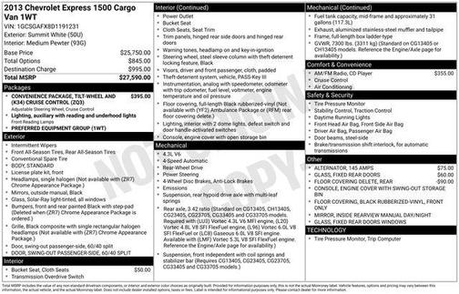 2013 Chevrolet Express 1500 Work Van