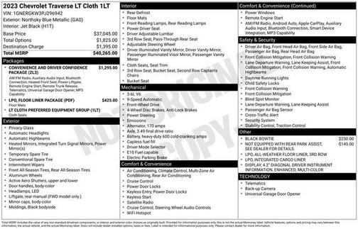 Northsky Blue Metallic 2023 Chevrolet Traverse LT Cloth