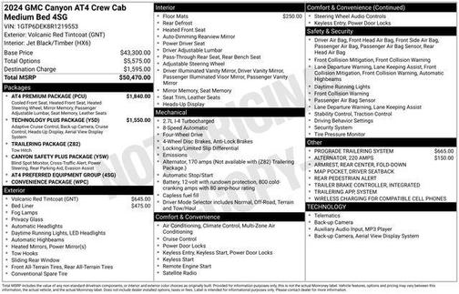 Volcanic Red Tintcoat 2024 GMC Canyon AT4