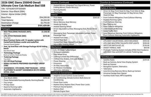 Onyx Black 2026 GMC Sierra 2500 Denali Ultimate