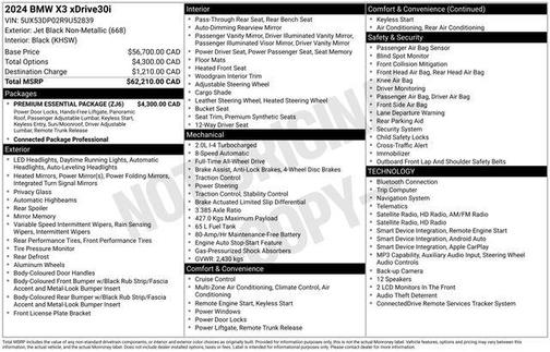 Black 2024 BMW X3 xDrive30i