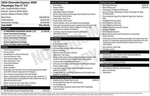 2024 Chevrolet Express 3500 RWD 3500 Extended Wheelbase LT