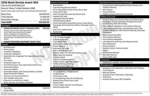 2026 Buick Envista Avenir FWD