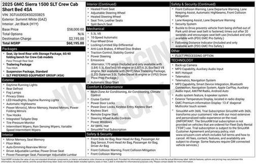 Summit White 2025 GMC Sierra 1500 SLT