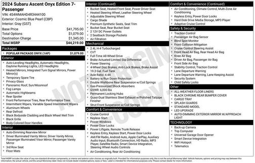 2024 Subaru Ascent Onyx Edition