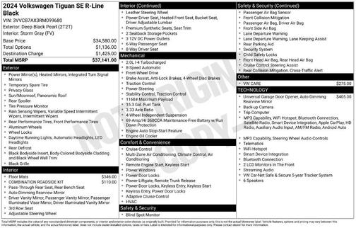 Deep Black Pearl Effect 2024 Volkswagen Tiguan 2.0T SE R-Line Black