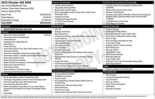 Silver Mist Clearcoat 2023 Chrysler 300 S