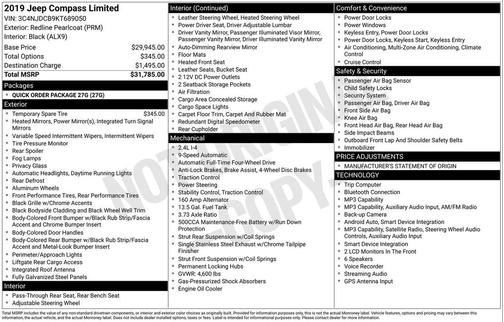 Redline Pearlcoat 2019 Jeep Compass Limited