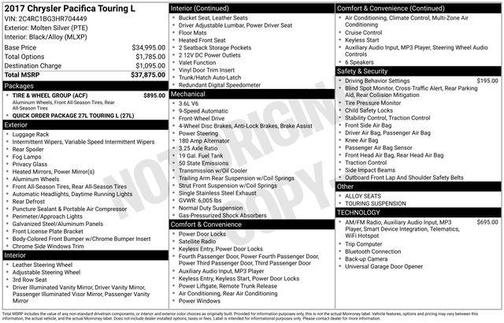 Molten Silver 2017 Chrysler Pacifica Touring-L