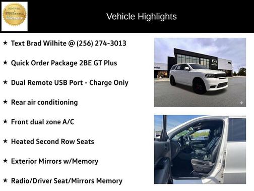 White Knuckle Clearcoat 2019 Dodge Durango GT Plus