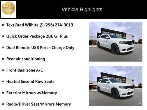 White Knuckle Clearcoat 2019 Dodge Durango GT Plus