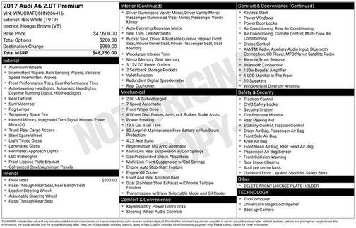 Ibis White 2017 Audi A6 2.0T Premium