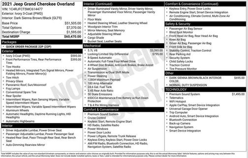 Ivory 3-Coat 2021 Jeep Grand Cherokee Overland