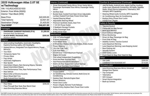 2025 Volkswagen Atlas 2.0T SE w/Technology