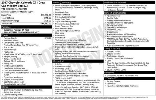 2017 Chevrolet Colorado Z71
