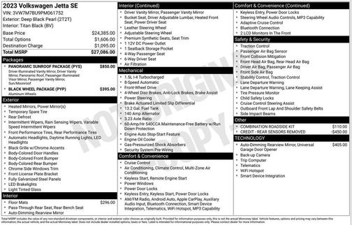 Deep Black Pearl 2023 Volkswagen Jetta 1.5T SE