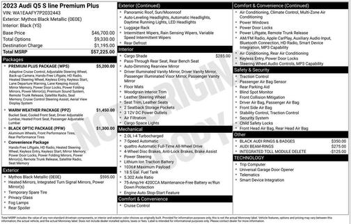 Black Metallic 2023 Audi Q5 45 S line Premium Plus
