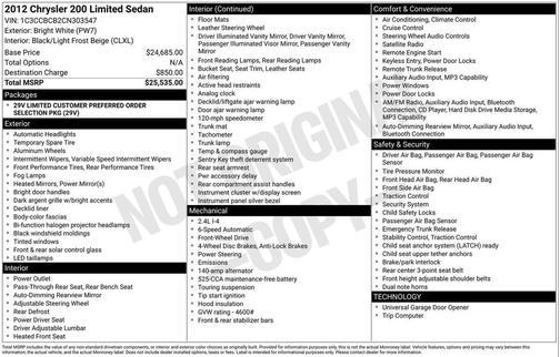 Bright White Clearcoat 2012 Chrysler 200 Limited