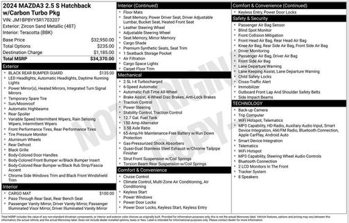 Zircon Sand Metallic 2024 Mazda Mazda3 2.5 Turbo AWD