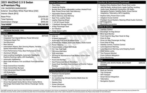 Snowflake White Pearl Mica 2021 Mazda Mazda3 AWD w/Premium Package