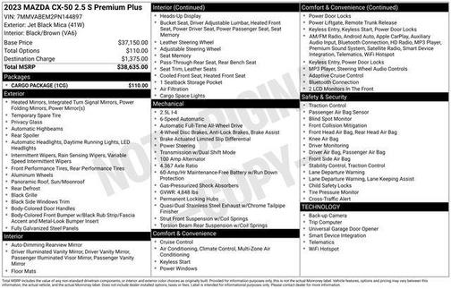 Jet Black Mica 2023 Mazda CX-50 2.5 S Premium Plus Package