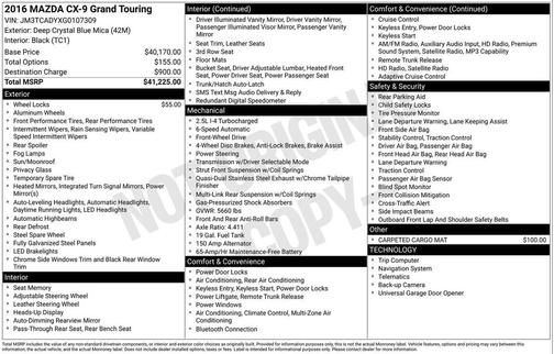 Deep Crystal Blue Mica 2016 Mazda CX-9 Grand Touring