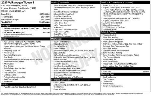 2025 Volkswagen Tiguan 2.0T S