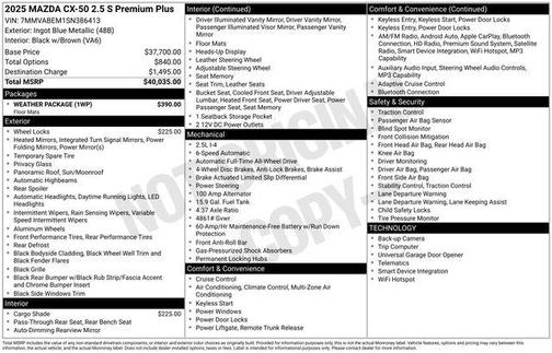 2025 Mazda CX-50 2.5 S Premium Plus Package