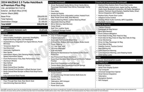 Jet Black Mica 2024 Mazda Mazda3 2.5 Turbo AWD