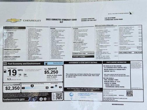2022 Chevrolet Corvette Stingray w/3LT